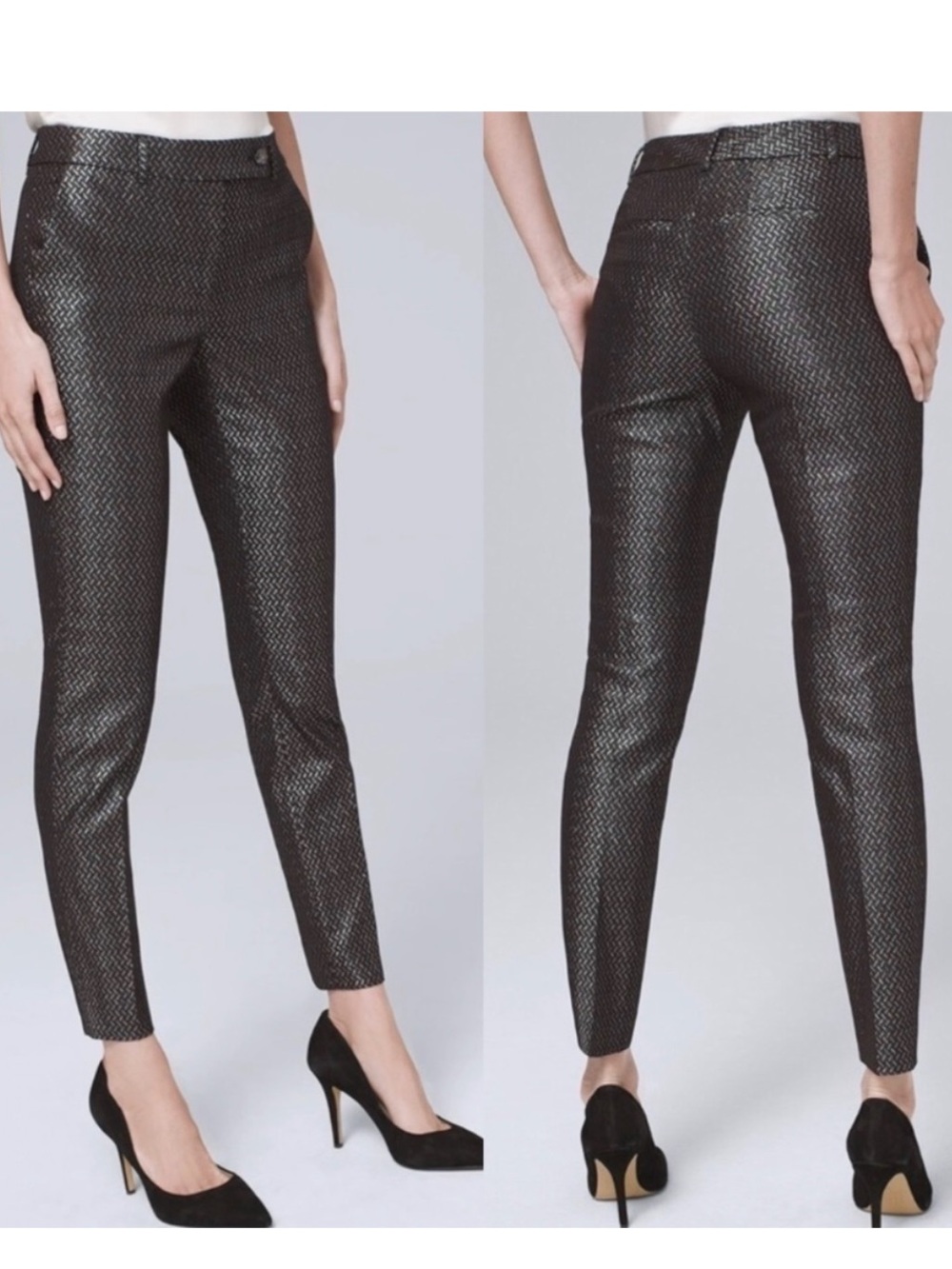 WHBM Metallic Slim Ankle Pants